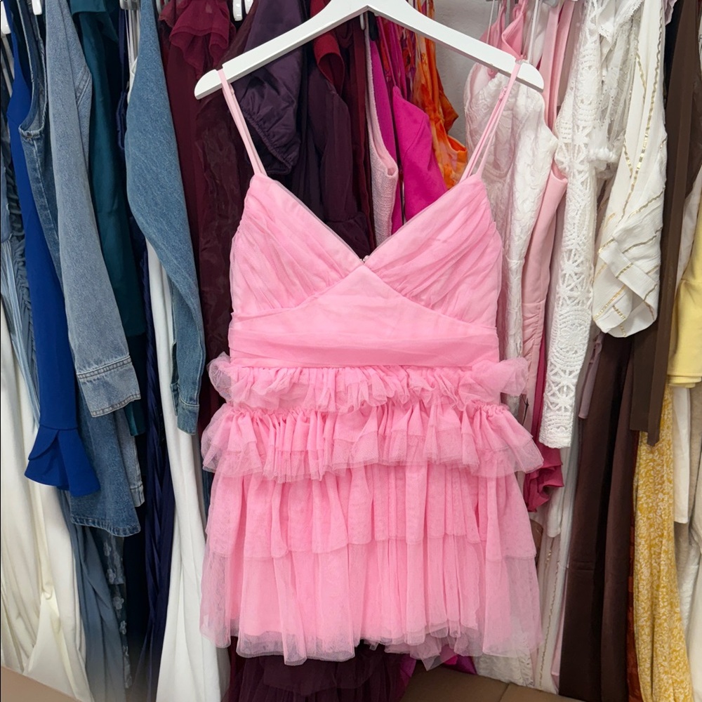 Lulu's Charming Pink Ruffled Dress - Picture 3 of 4